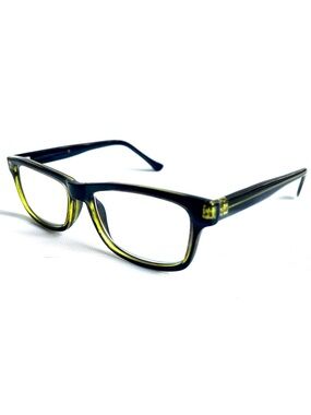 NWT +2.50 Reading Glasses  Rectangular Black Green Geek Unisex Nerd Horn Rimmed